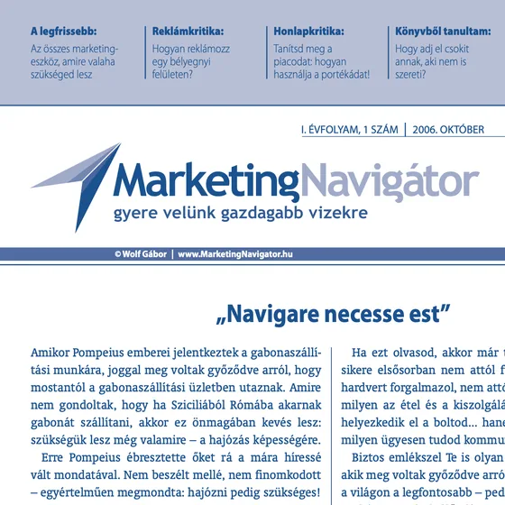 A Marketing Navigátor első száma, 2006. október