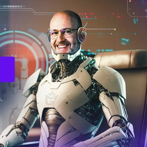 Wolf Gábor robotként az „I ❤ AI” gotomarketing-sorozat plakátján